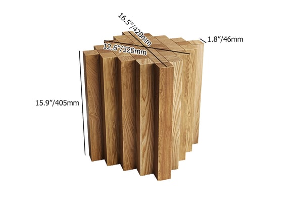 Japandi Geometric Wood Side Table - Japandi