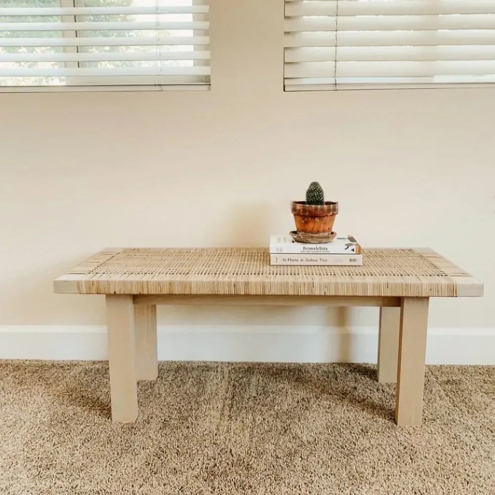Japandi Woven Rattan Bench - Japandi