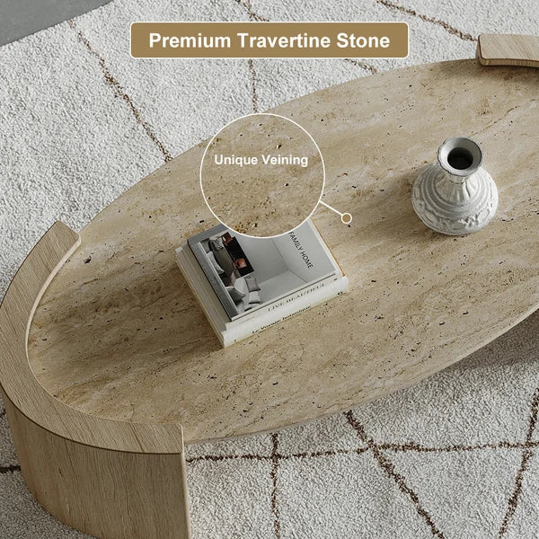 Japandi Travertine Coffee Table - Japandi