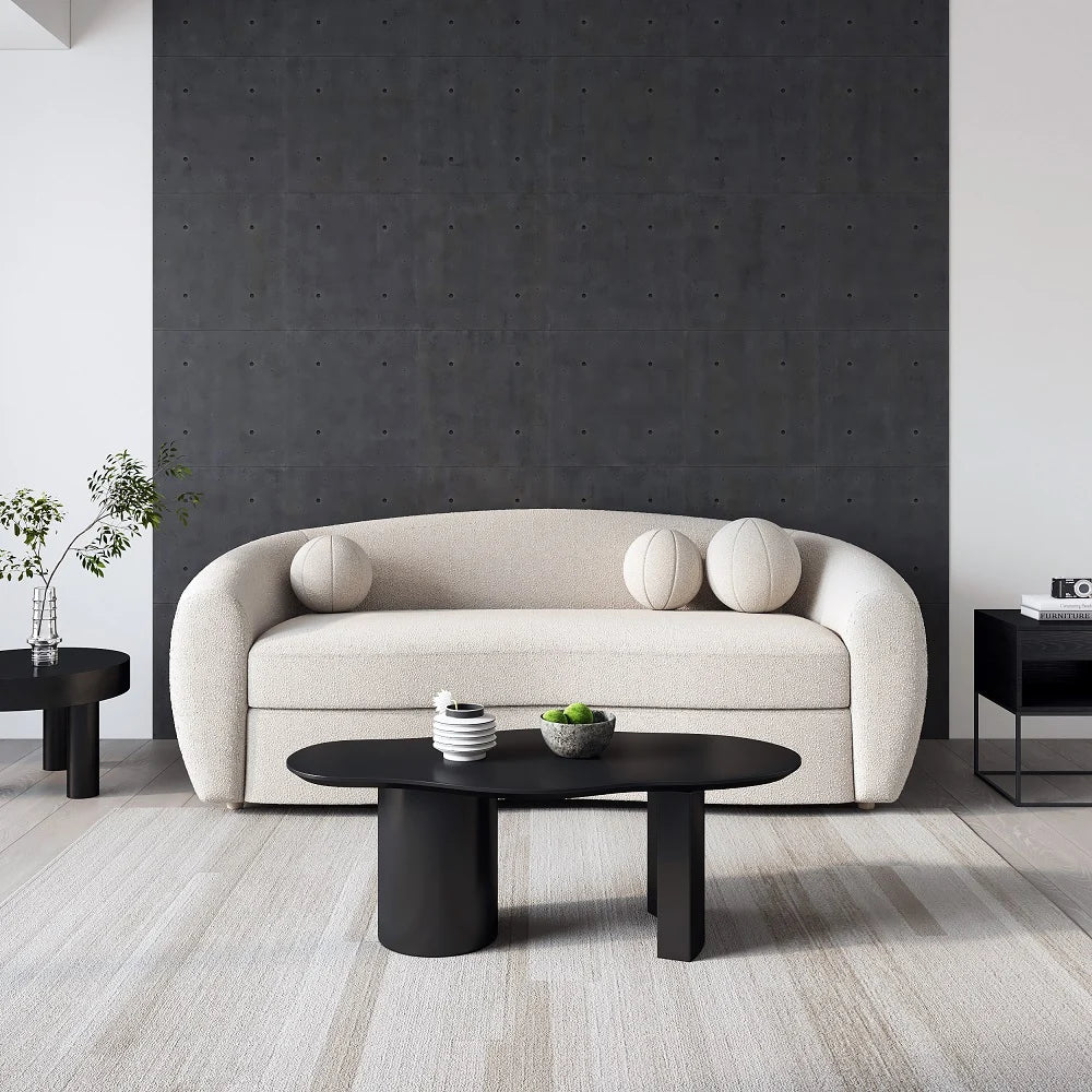 Japandi Teddy Velvet 3 Seaters Curved Sofa - Japandi