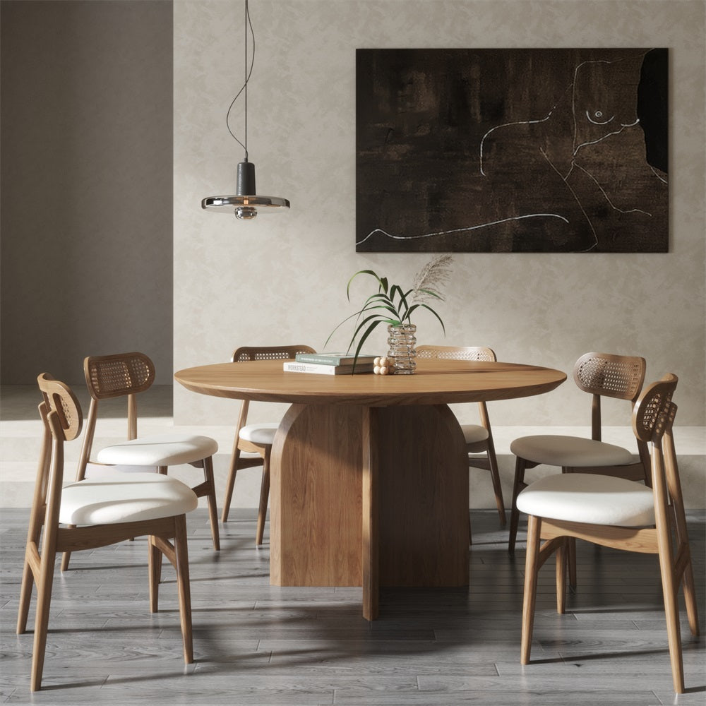 Japandi Round Wood Table for 4 - Japandi