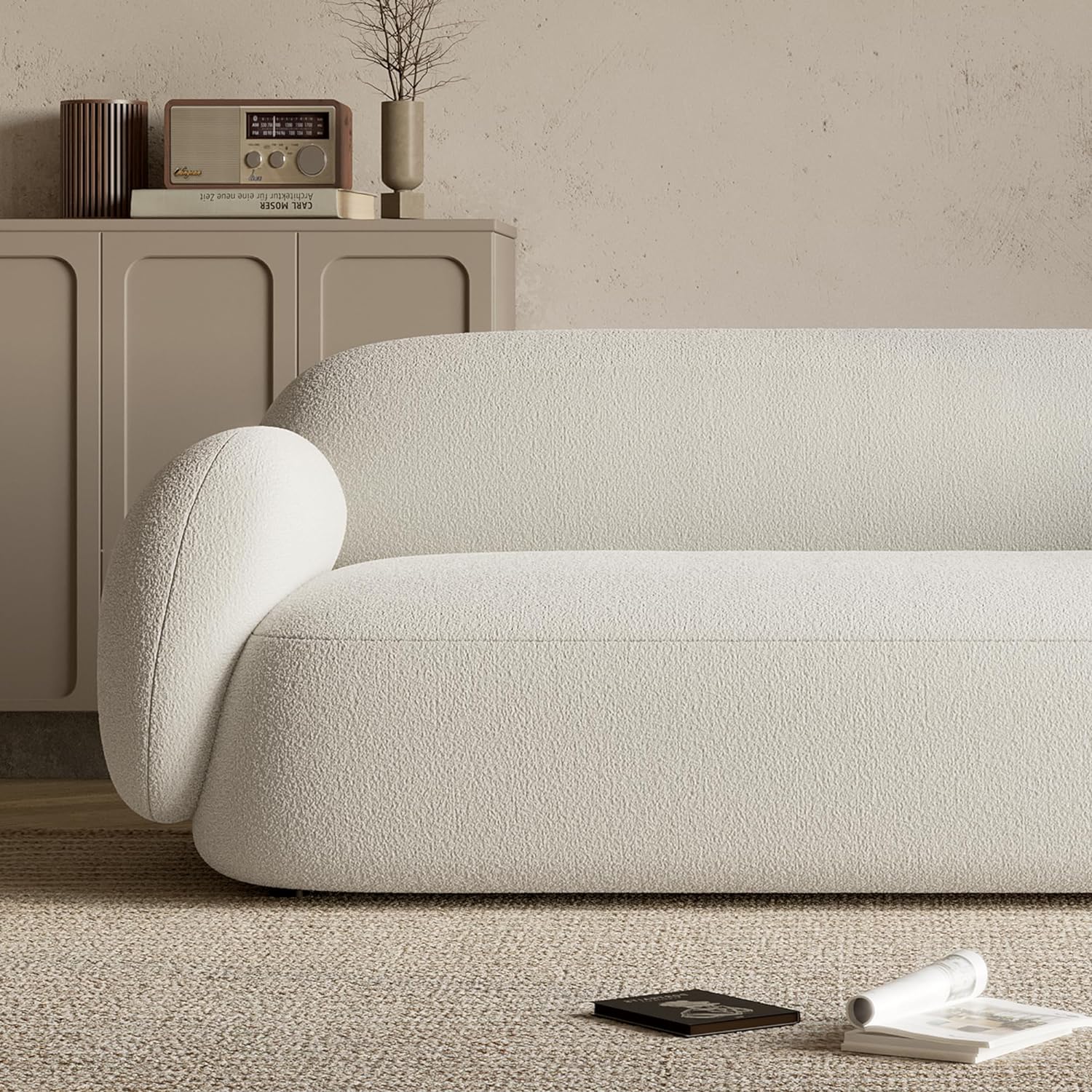 Japandi Boucle Curved Sofa - Japandi