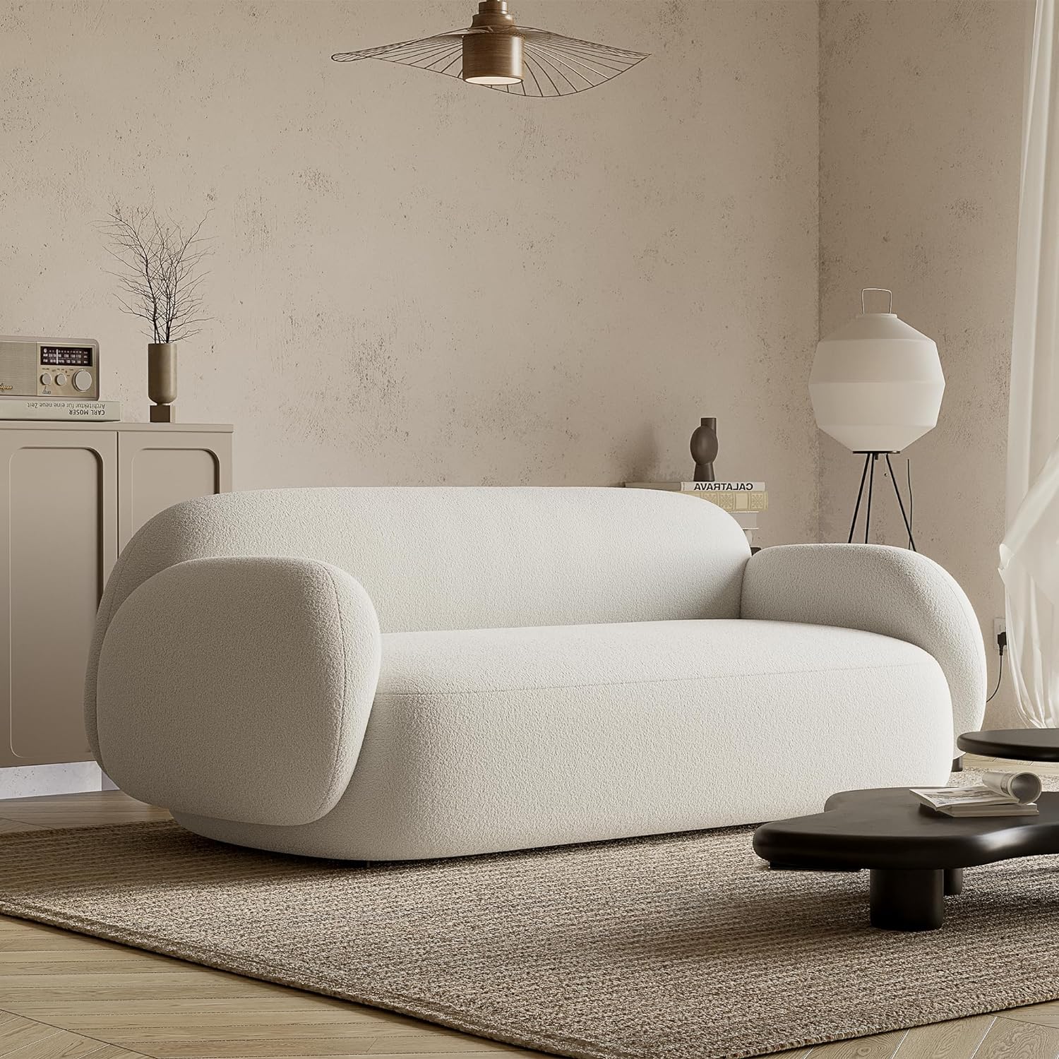 Japandi Boucle Curved Sofa - Japandi