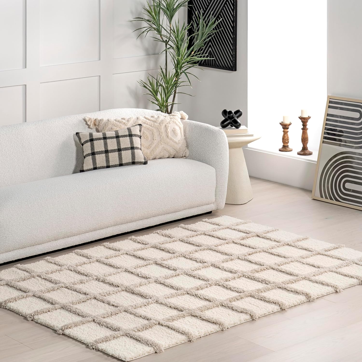 Japandi Checkered Texture Rug - Japandi