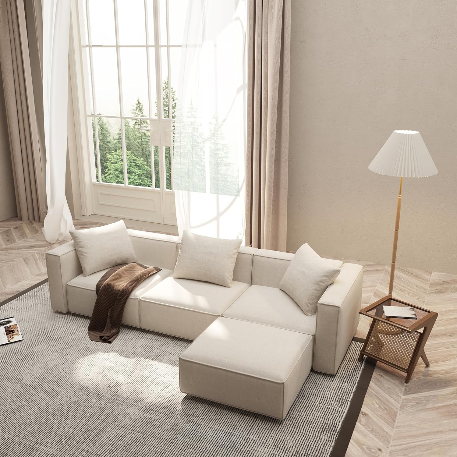 Japandi L-Shape Sectional Sofa - Japandi