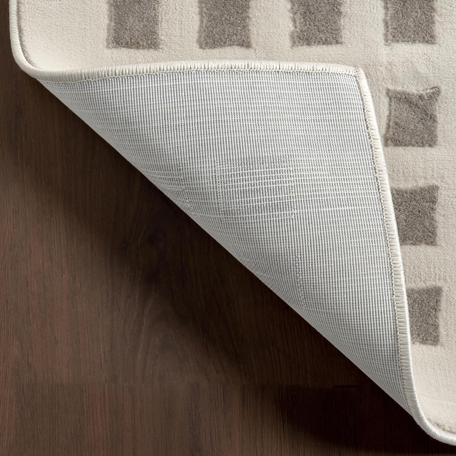 Japandi Cream & Grey Checkered Rug - Japandi