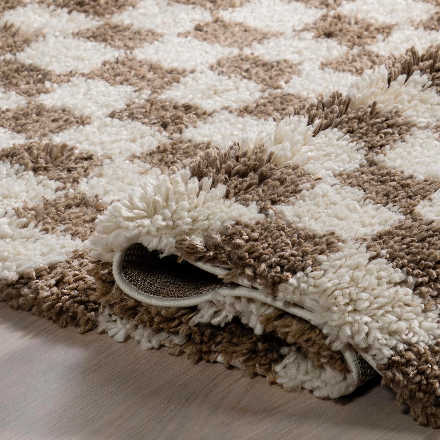 Japandi Checkered Shag Rug - Japandi
