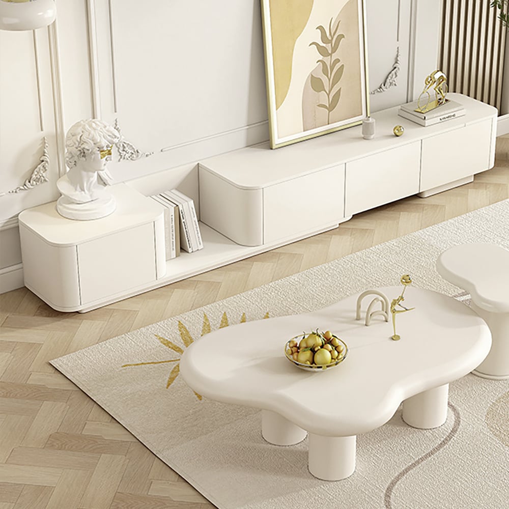 Japandi White TV Stand - Japandi