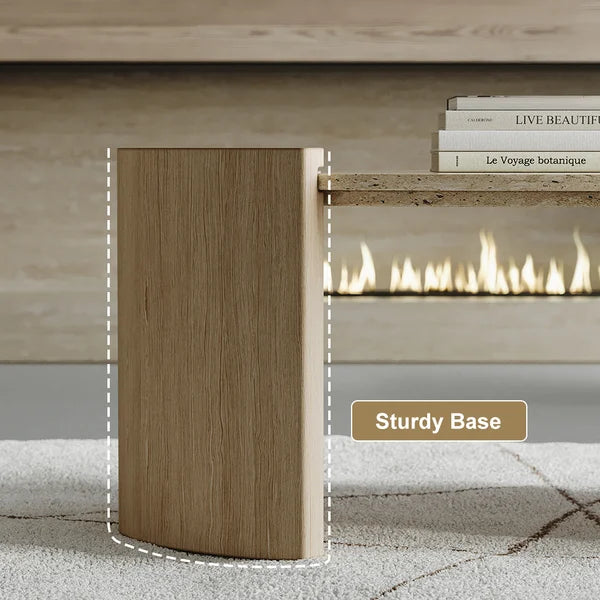 Japandi Travertine Coffee Table - Japandi