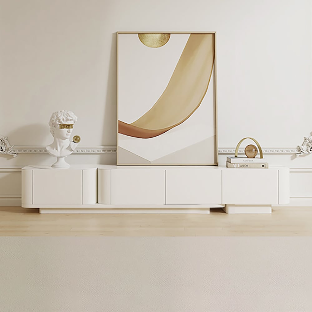 Japandi White TV Stand - Japandi