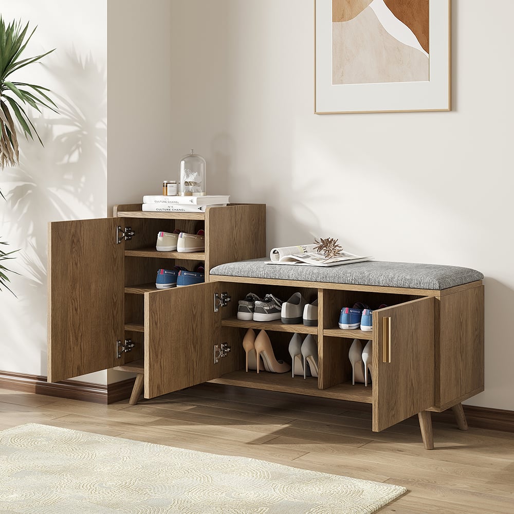 Japandi Wooden Shoe Storage Bench - Japandi