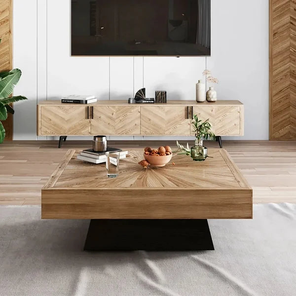 Japandi Square Wood Coffee Table - Japandi