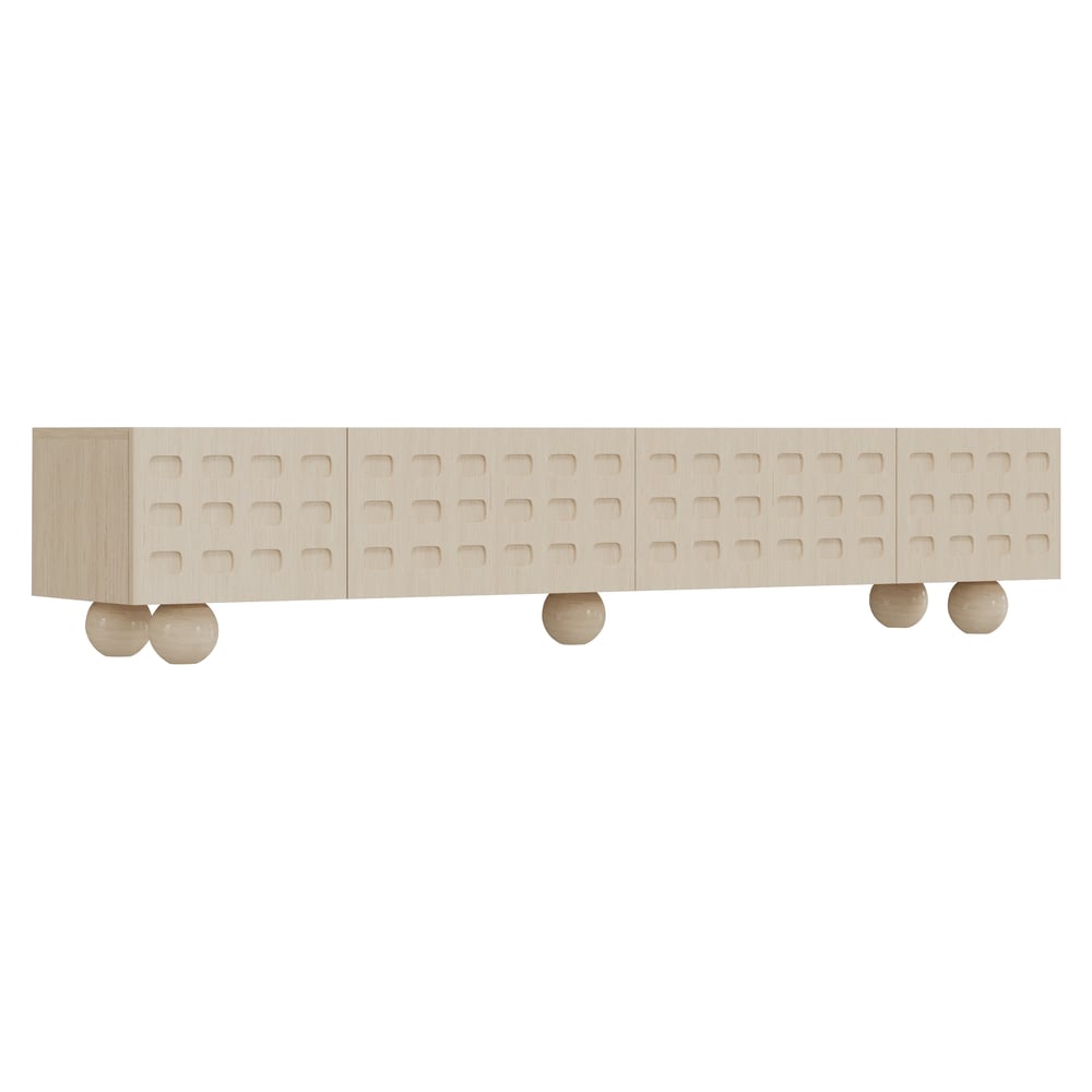 Japandi Whitewash Wood TV Stand - Japandi