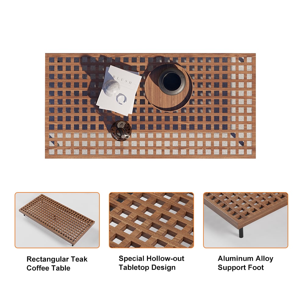 Japandi 8-Piece Teak Modular Outdoor Conversation Set - Japandi