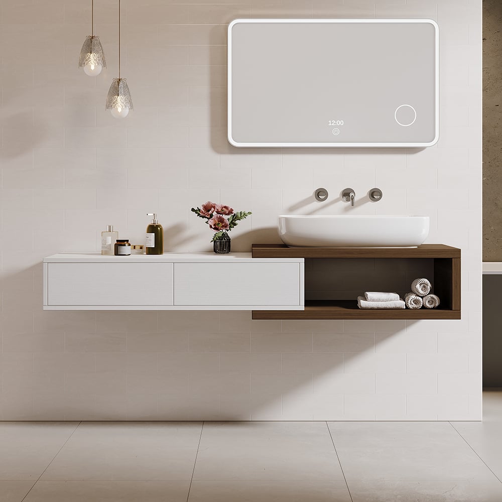 Japandi Extendable Floating Bathroom Vanity Set - Japandi
