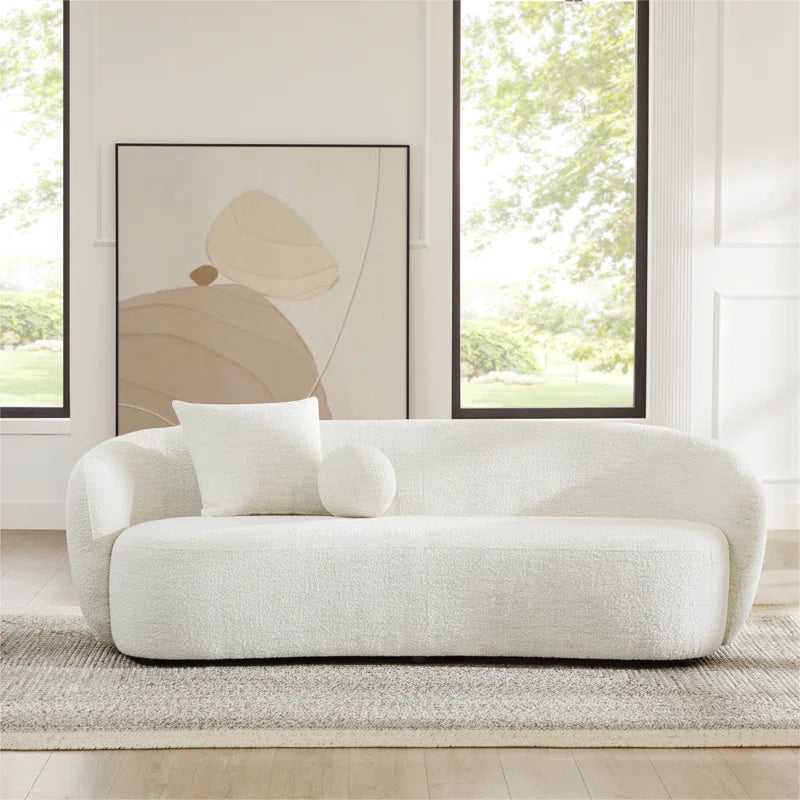 White Japandi Bouclé Sofa - Japandi