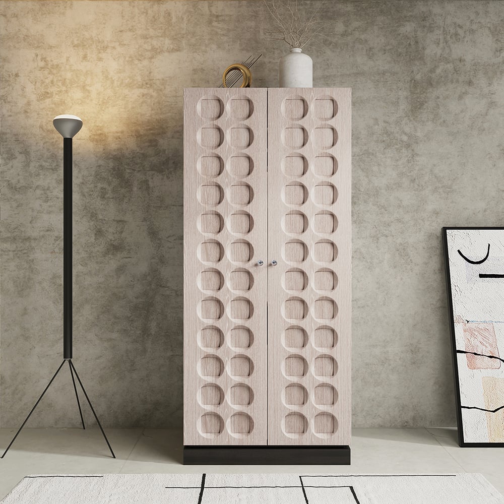 Japandi Washed White Wardrobe Closet - Japandi
