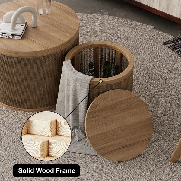 Japandi Rattan Coffee Table Set - Japandi