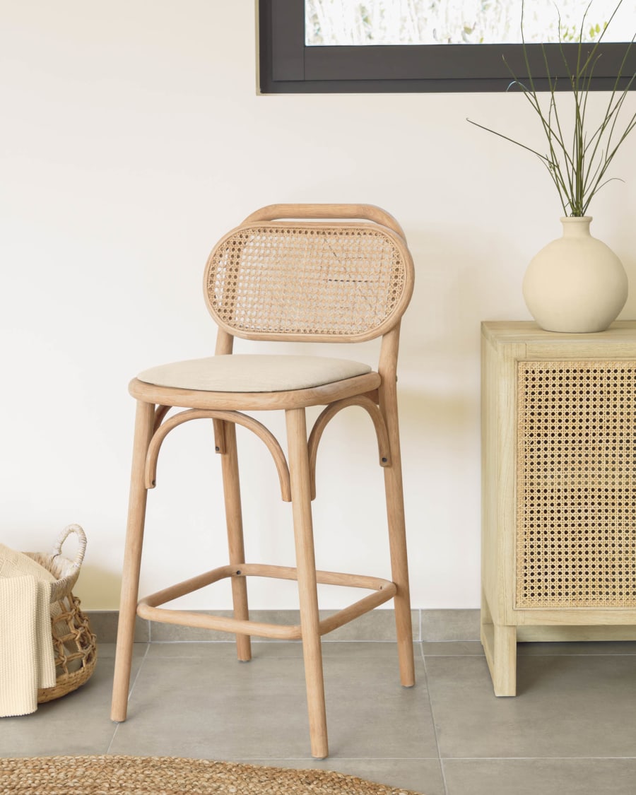 Japandi Rattan Stool Chair - Japandi