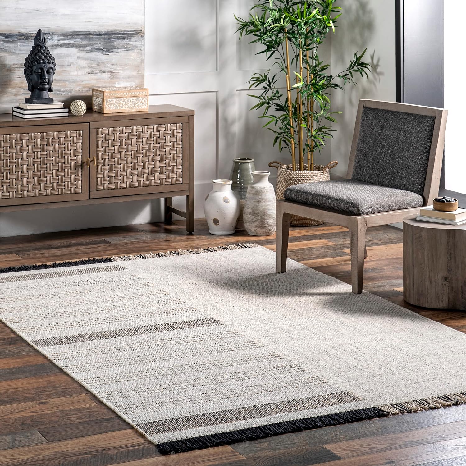 Japandi Wool Striped Rug - Japandi