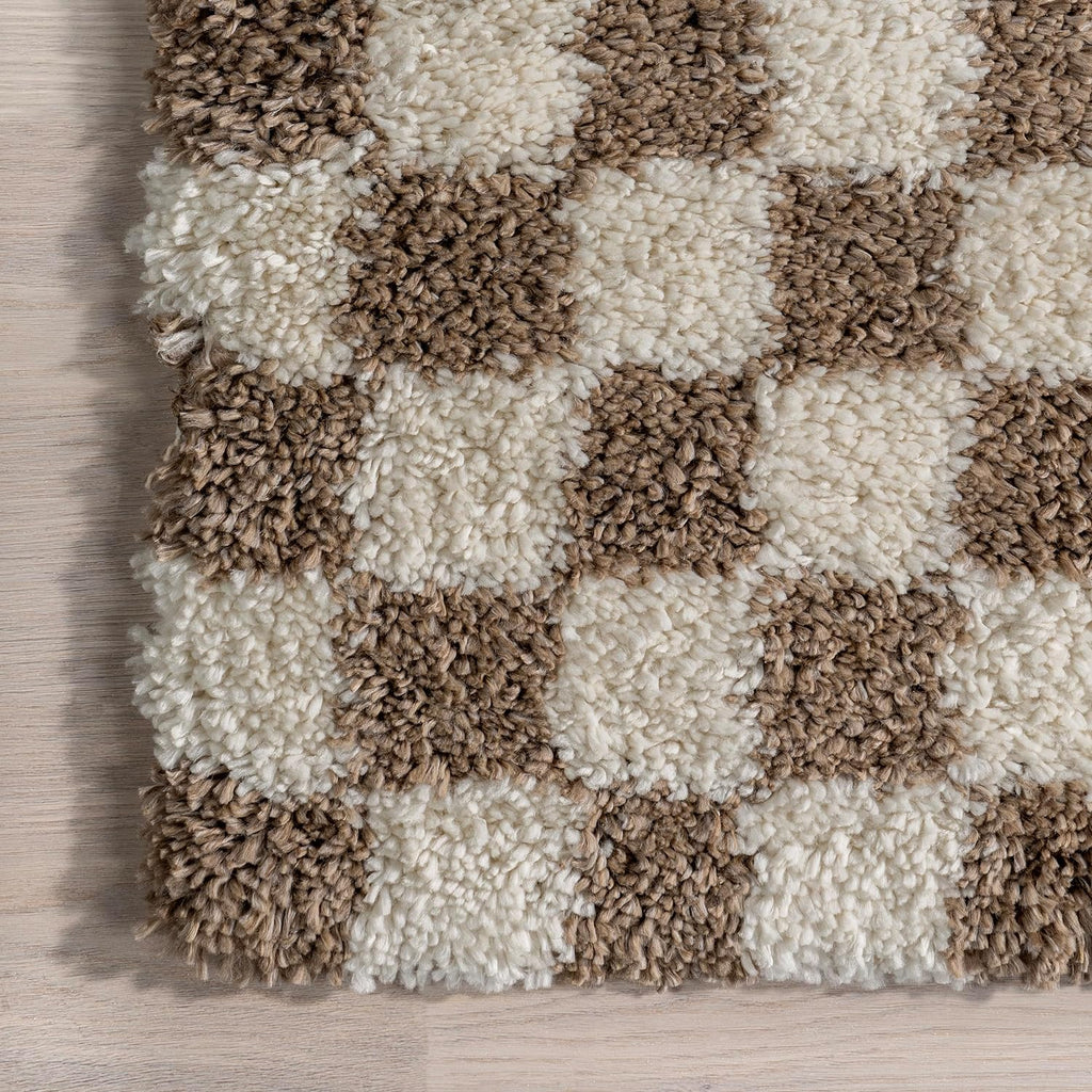 Japandi Checkered Shag Rug - Japandi