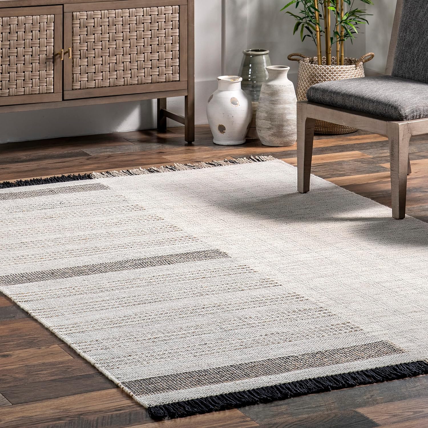 Japandi Wool Striped Rug - Japandi