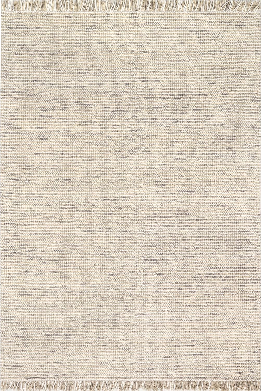 Japandi Beige Wool Tasseled Rug - Japandi