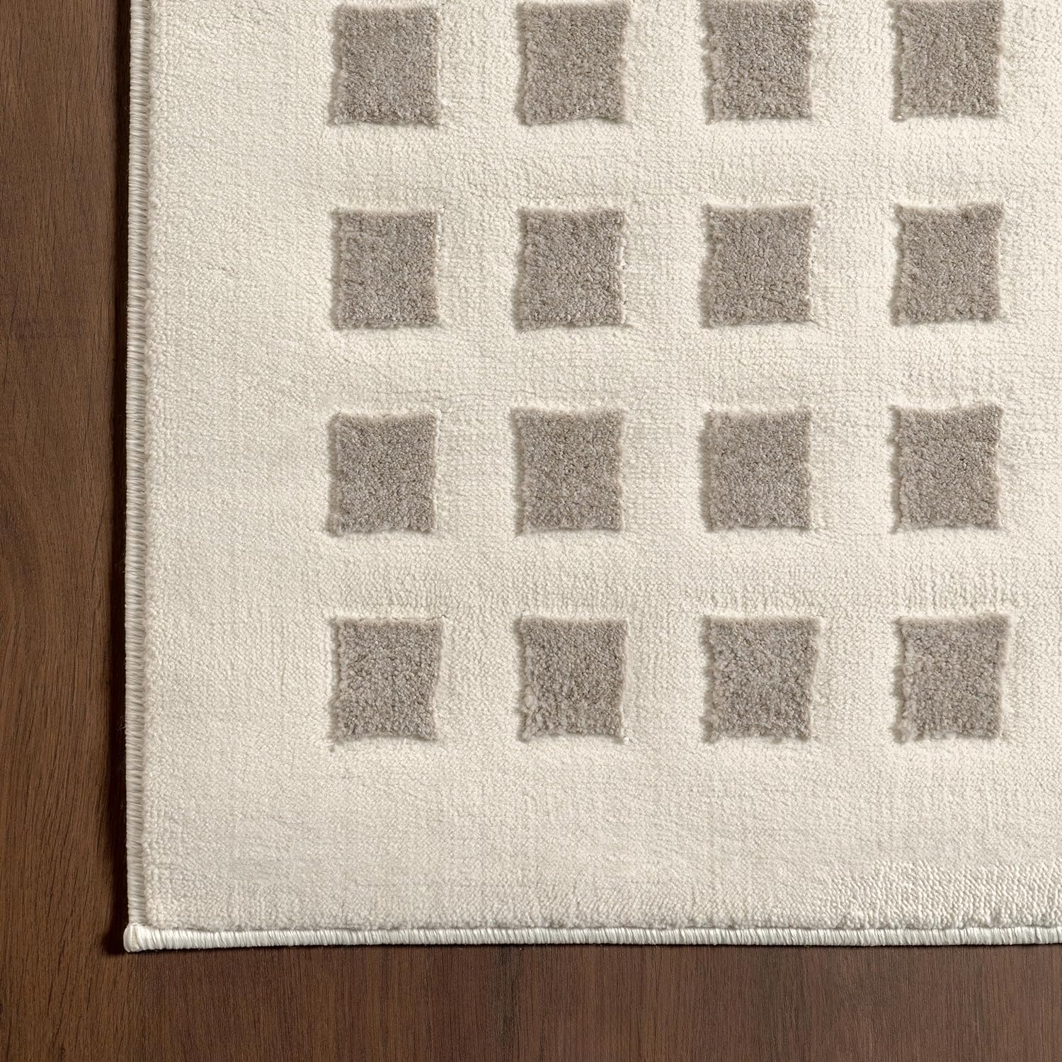 Japandi Cream & Grey Checkered Rug - Japandi