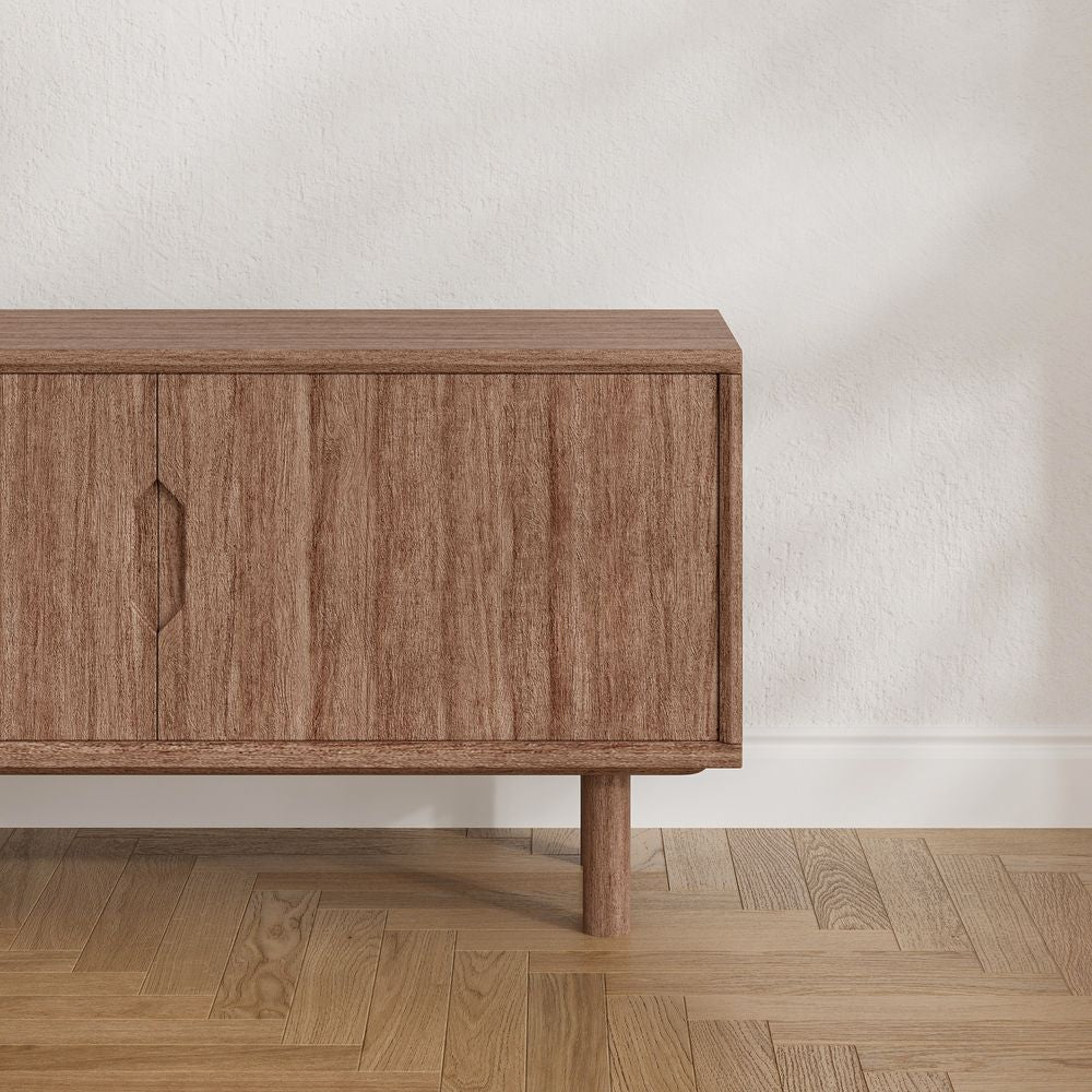 Japandi TV Stand with Sliding Doors - Japandi