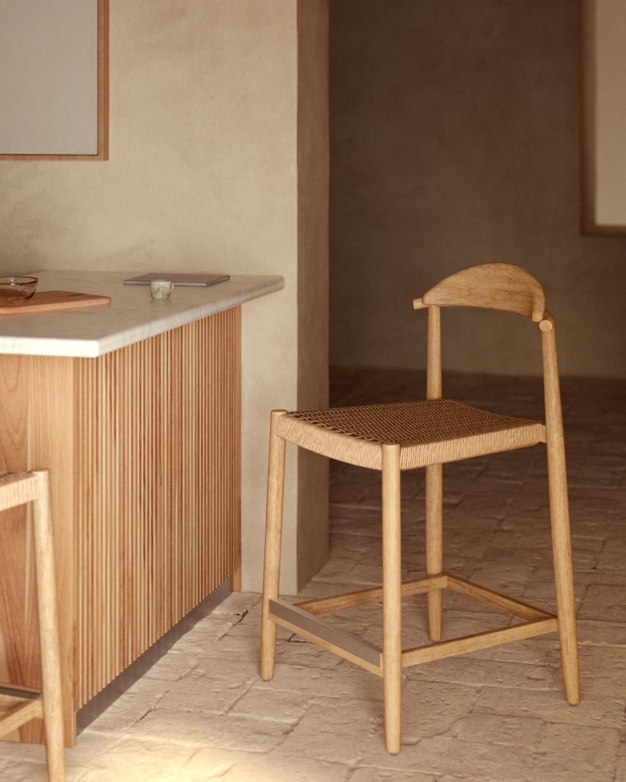 Japandi Solid Wood Stool Chair - Japandi