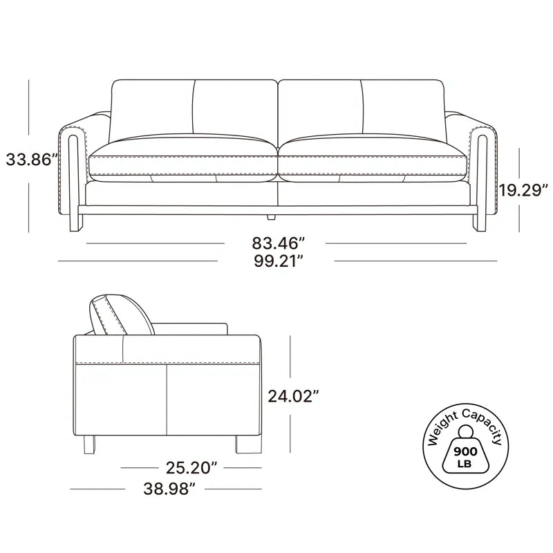 Ivory Upholstered Japandi Sofa - Japandi