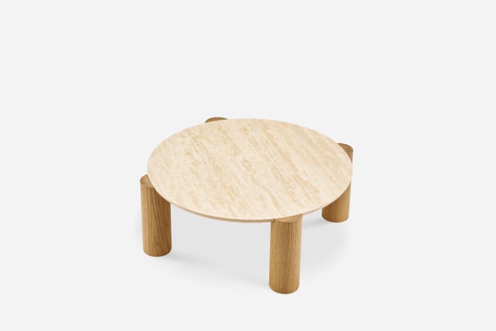 Japandi Travertine Round Coffee Table - Japandi
