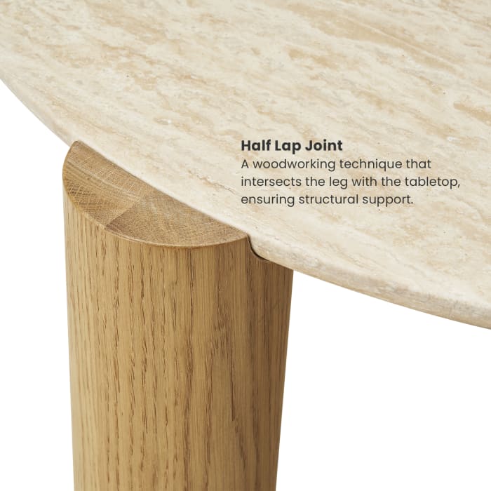 Japandi Travertine Round Coffee Table - Japandi
