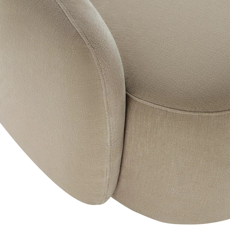 Chenille Curved Japandi Sofa with Deep Seat - Japandi