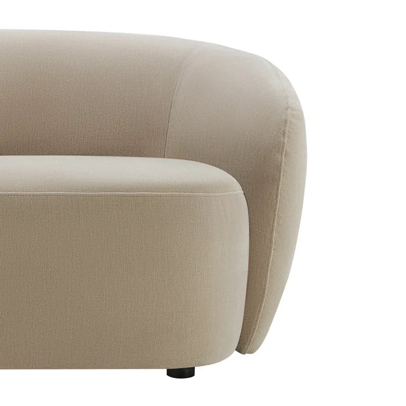 Chenille Curved Japandi Sofa with Deep Seat - Japandi
