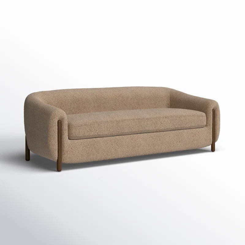 Minimalist Japandi Sofa in Soft Velvet - Japandi