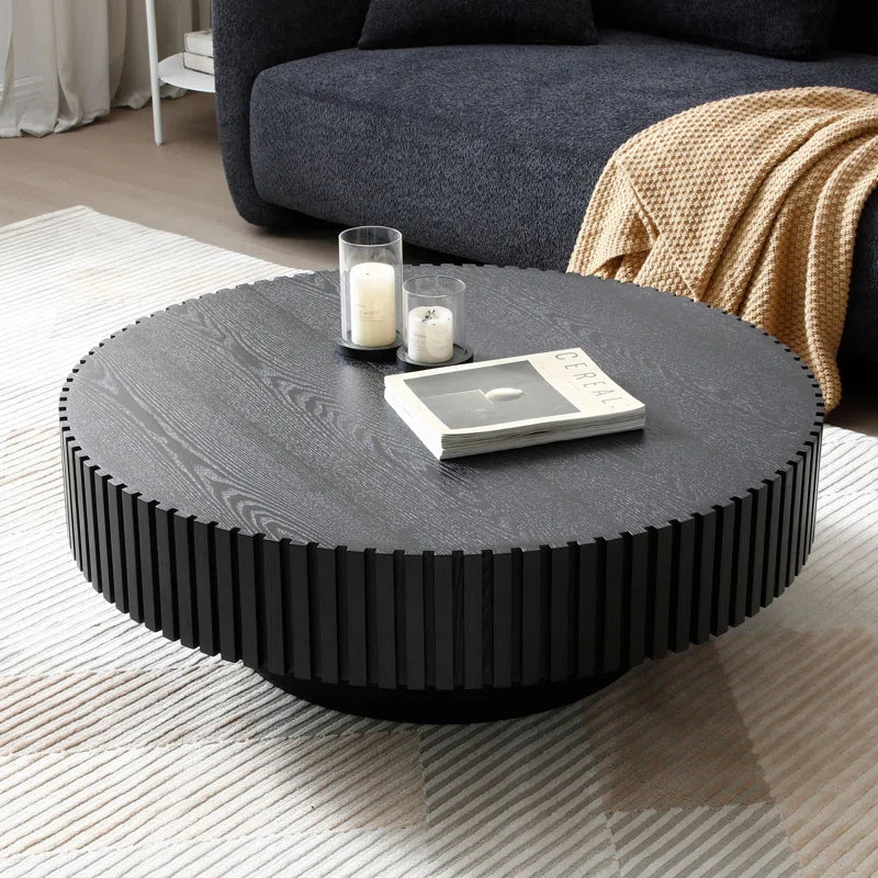 Round Black Japandi Coffee Table - Japandi