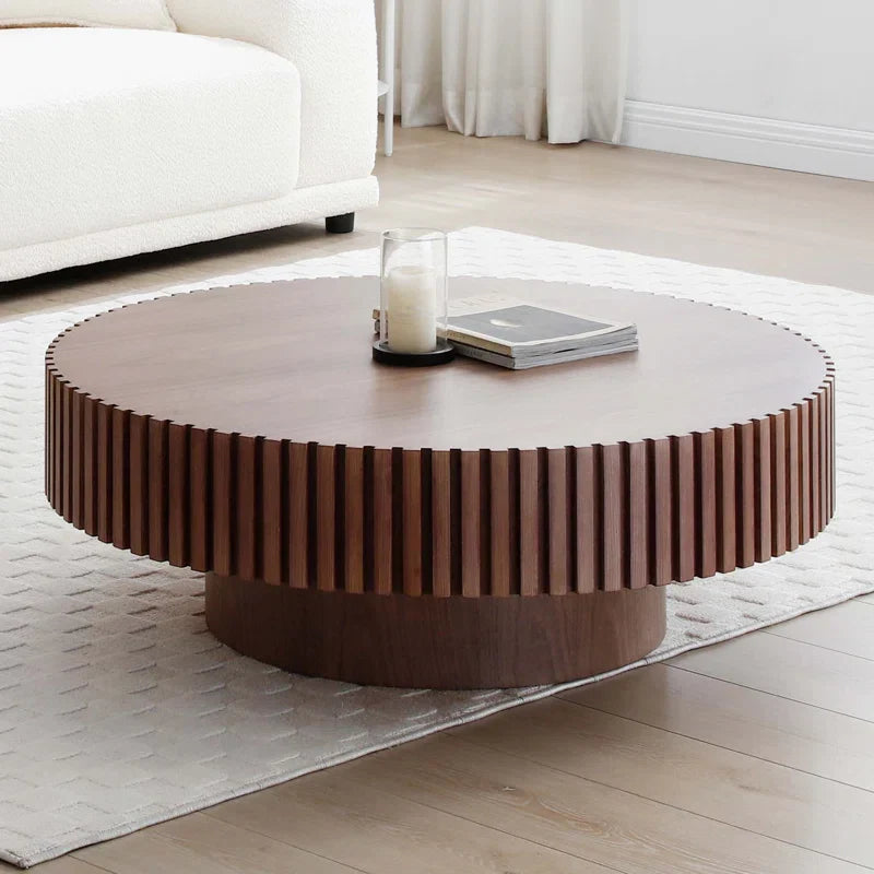Japandi Round Walnut Coffee Table - Japandi
