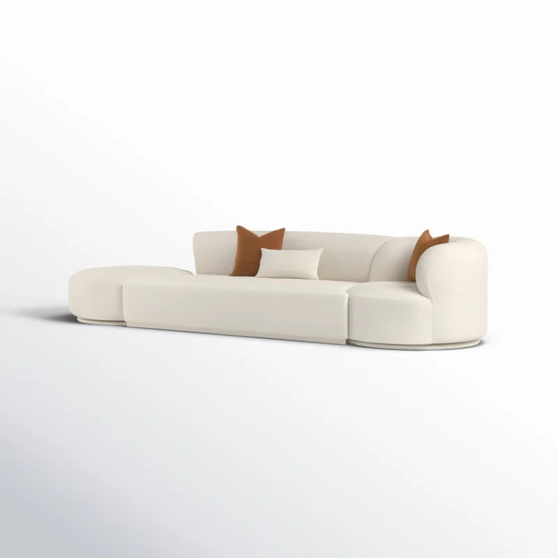 White Bouclé Modular Japandi Sofa - Japandi
