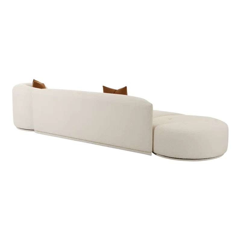 White Bouclé Modular Japandi Sofa - Japandi