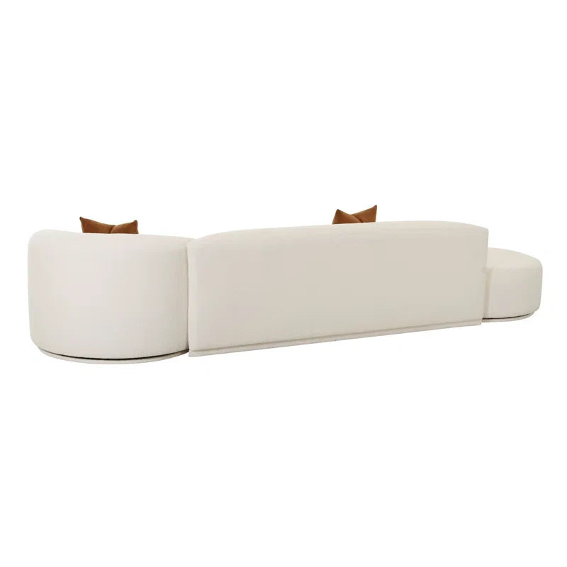 White Bouclé Modular Japandi Sofa - Japandi