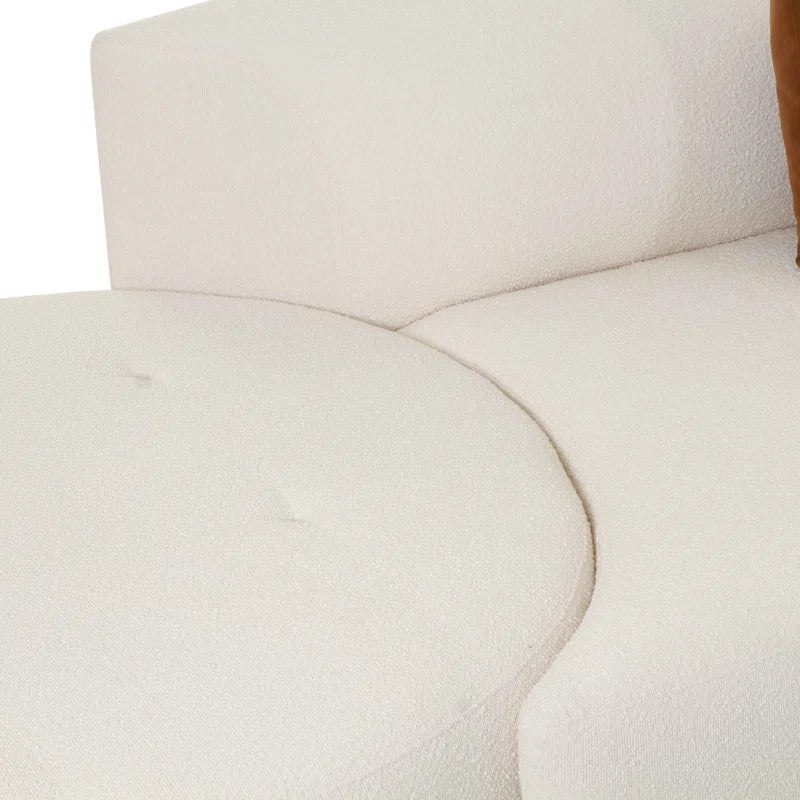 White Bouclé Modular Japandi Sofa - Japandi