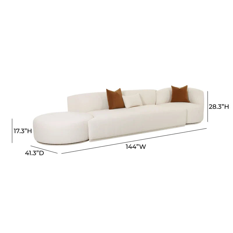 White Bouclé Modular Japandi Sofa - Japandi
