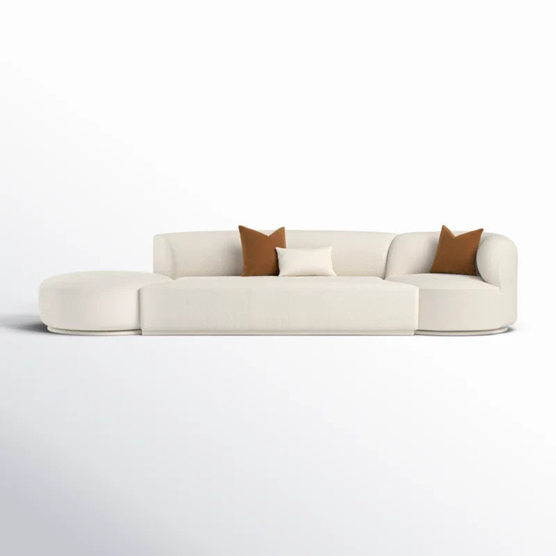 White Bouclé Modular Japandi Sofa - Japandi