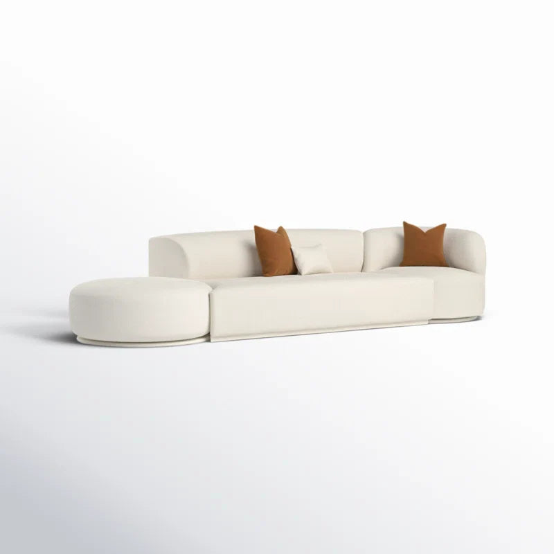 White Bouclé Modular Japandi Sofa - Japandi