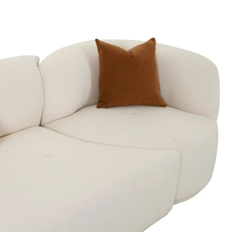 White Bouclé Modular Japandi Sofa - Japandi