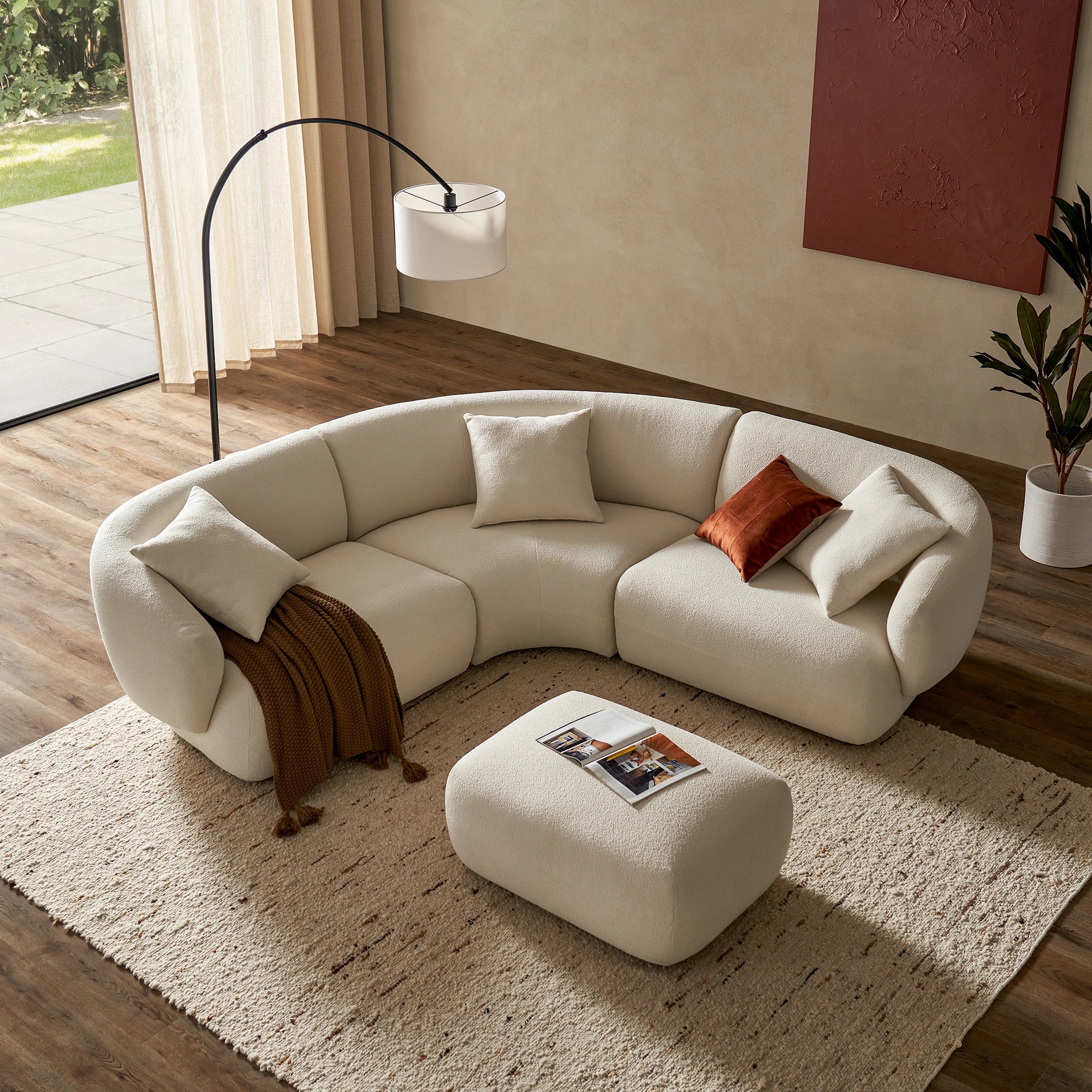 Japandi Boucle Ottoman - Japandi