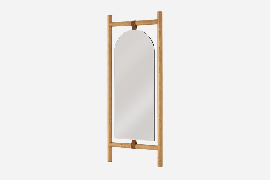 Japandi Wood & Leather Mirror - Japandi