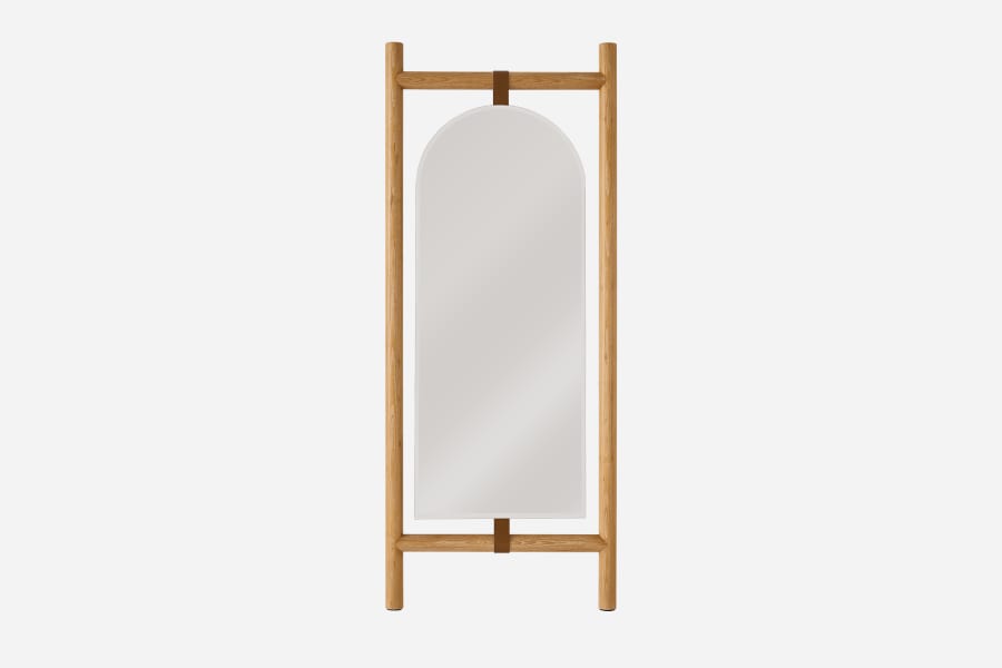 Japandi Wood & Leather Mirror - Japandi