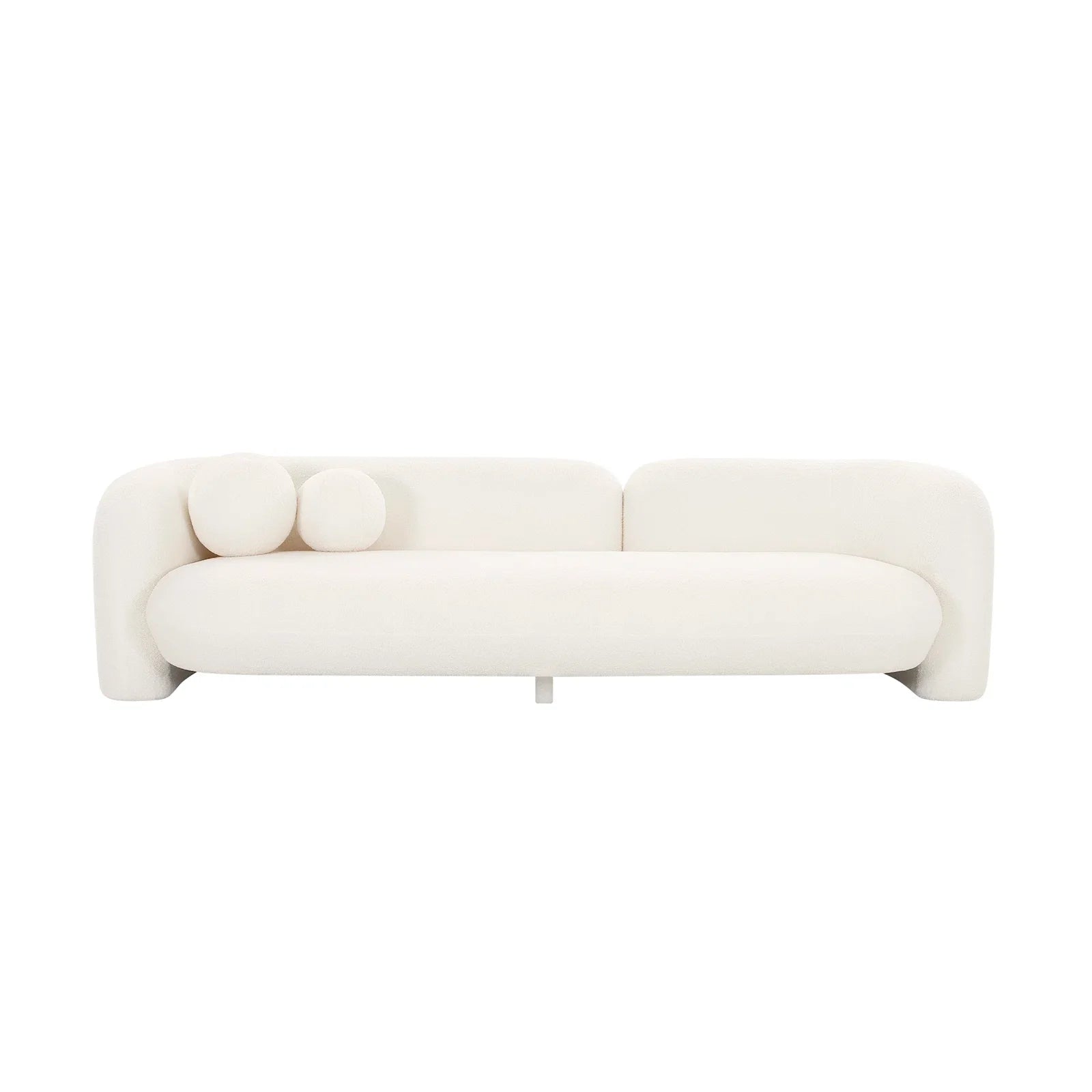 Round Arm Japandi Sofa with Plush Cushions - Japandi